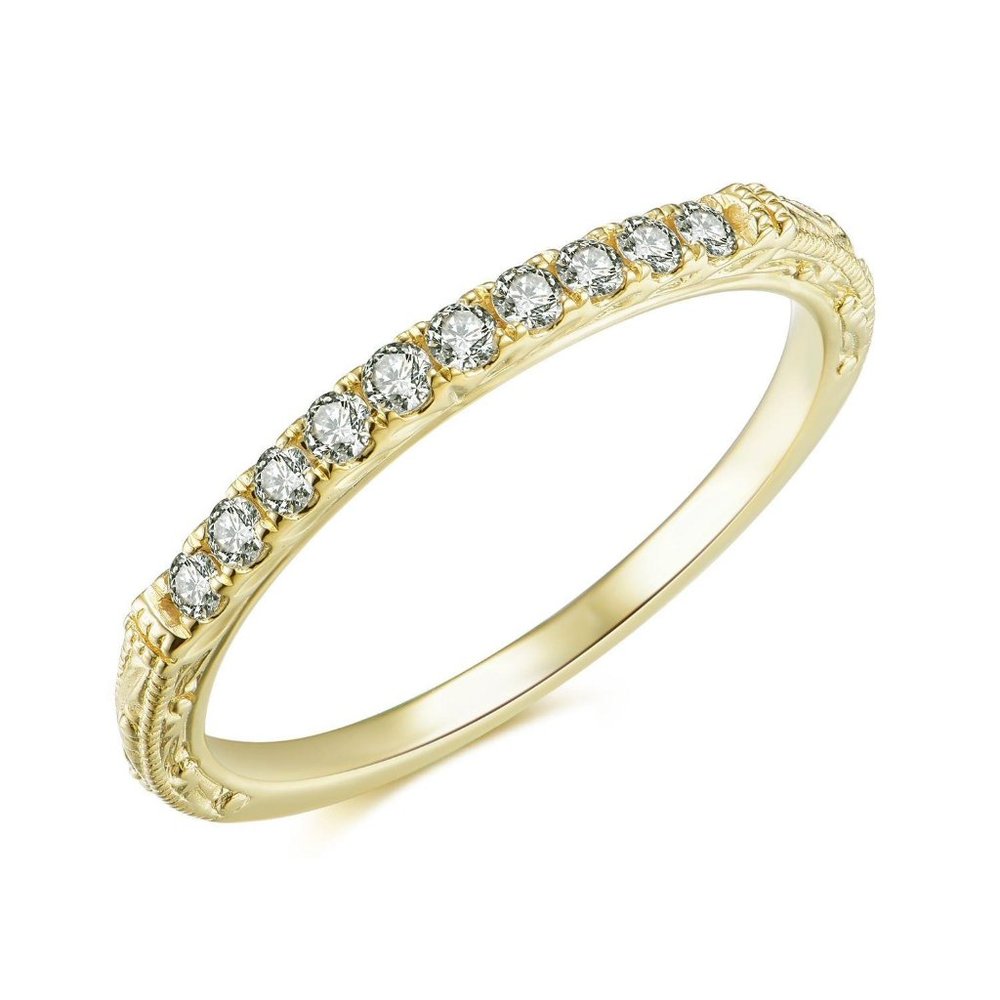 Real Diamond Stackable Wedding Band Yellow Gold